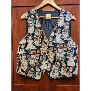 Spice Garden Oklahoma City, OK Snowman Vest on Black Background Size Medium
